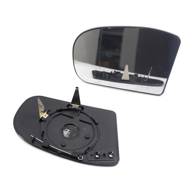 Side mirror replacement lenses with black backing and clear reflective glass