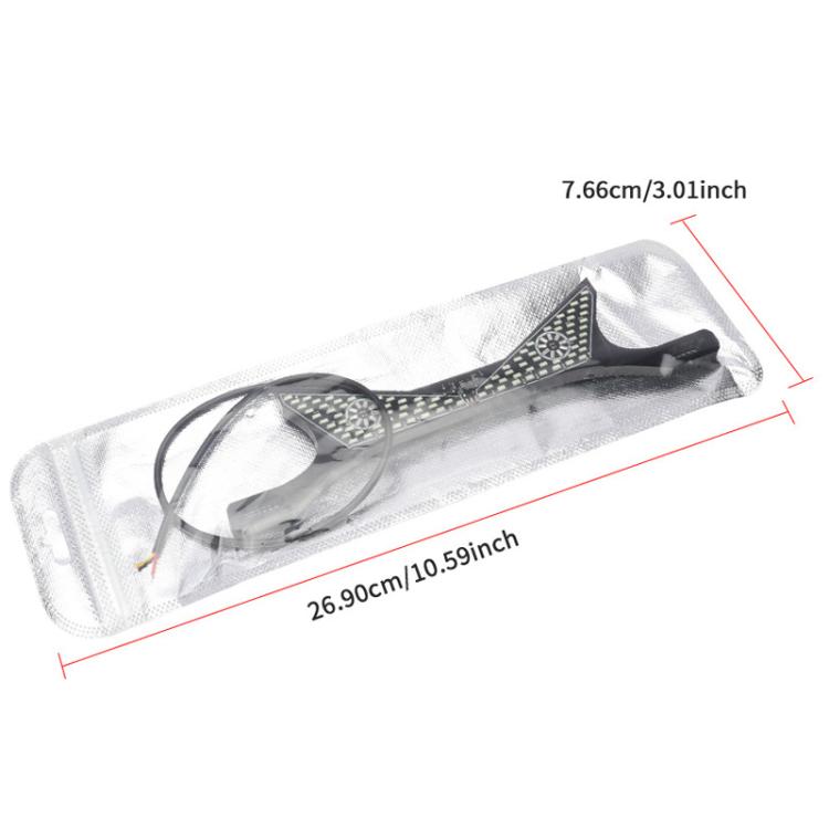 Motorcycle LED license plate light accessory in clear blister packaging with triangular lamp