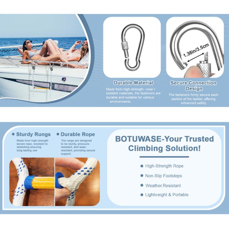 Multifunctional Resin Training Rope Ladder For Boat Climbing, White 1m, White 1.4m, White 1.8m