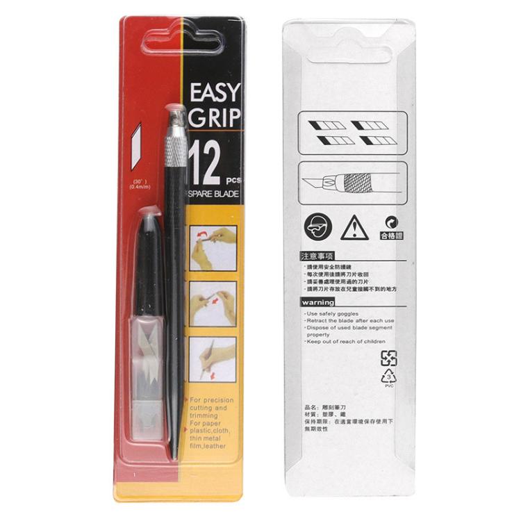 14-piece rubber stamp carving knife set in Easy Grip blister pack, spare blades
