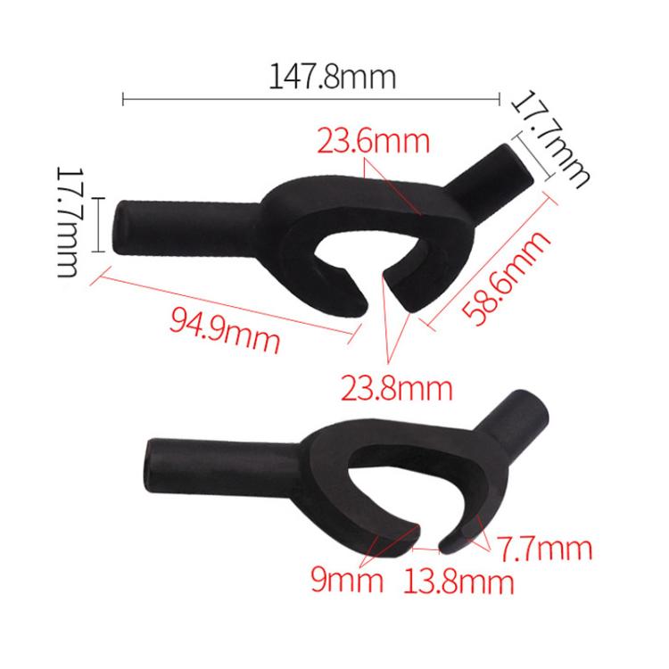 Black tire bead breaker tool with size and measurement diagram