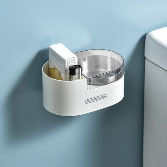 Stainless Steel Wall-Mounted Ashtray with Lid for Bathroom and Toilet Space-Saving Ash Holder