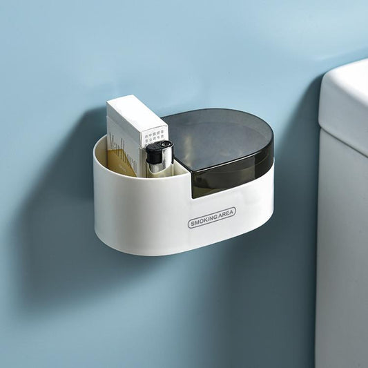 Stainless Steel Wall-Mounted Ashtray with Lid for Bathroom and Toilet Space-Saving Ash Holder