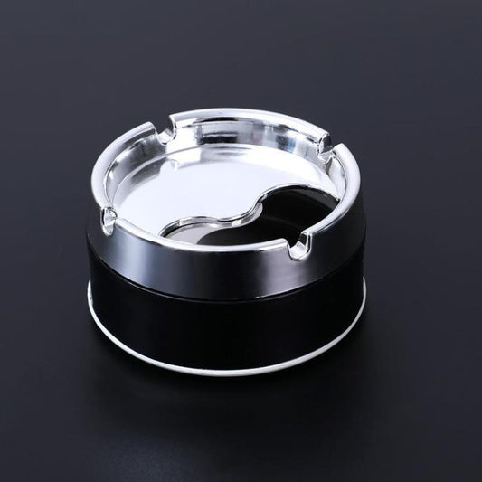 Rotating Sealed Ashtray with Lid Windproof Electroplated Finish Desktop Ashtray