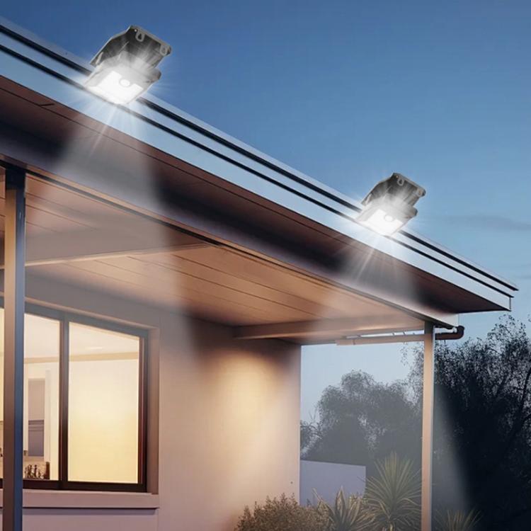 Solar clip-on wall light with waterproof fixture, two bright LEDs under eave