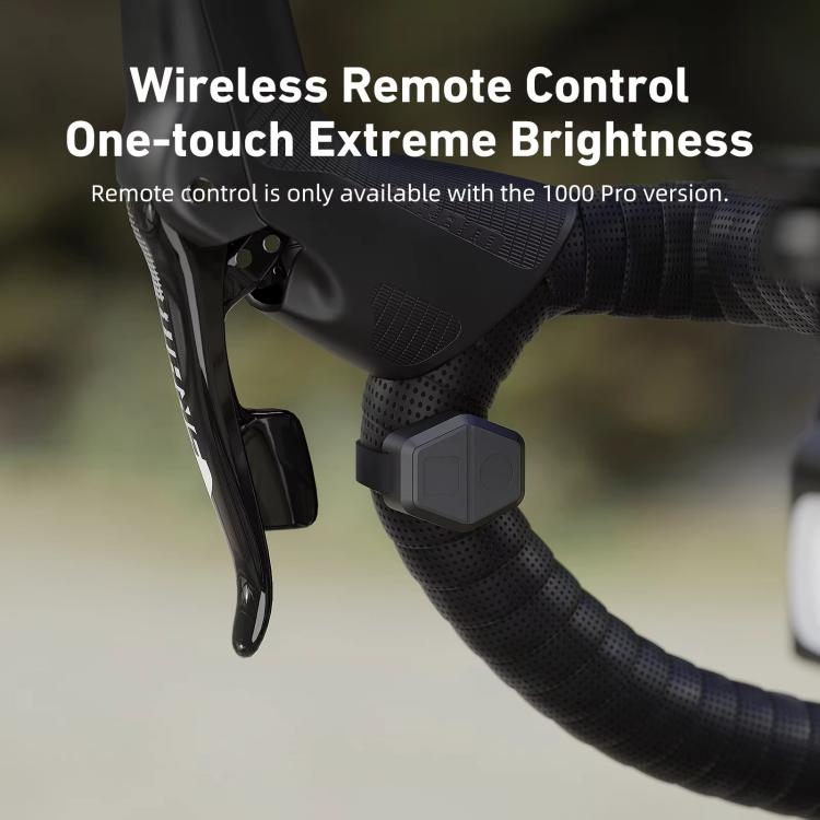 Bicycle front headlight remote control unit mounted near handlebars