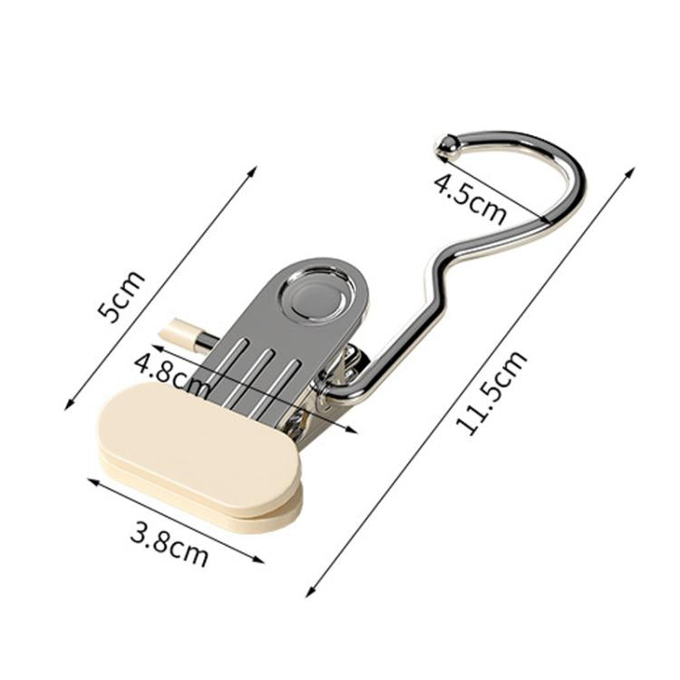 Anti-slip cap clip dimensions: beige pad and metal hook clamp with spring
