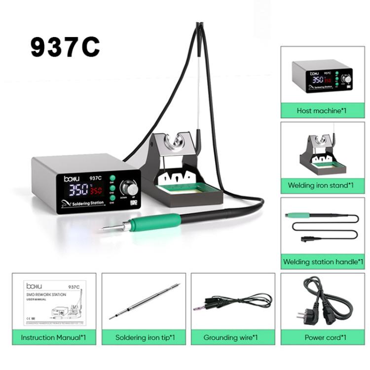 Soldering station kit with LCD control unit, iron, stand, and cables
