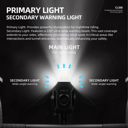 Bike Daytime Running Light With Speedometer Interface Outdoor Cycling Nighttime High-Intensity Light, CL350