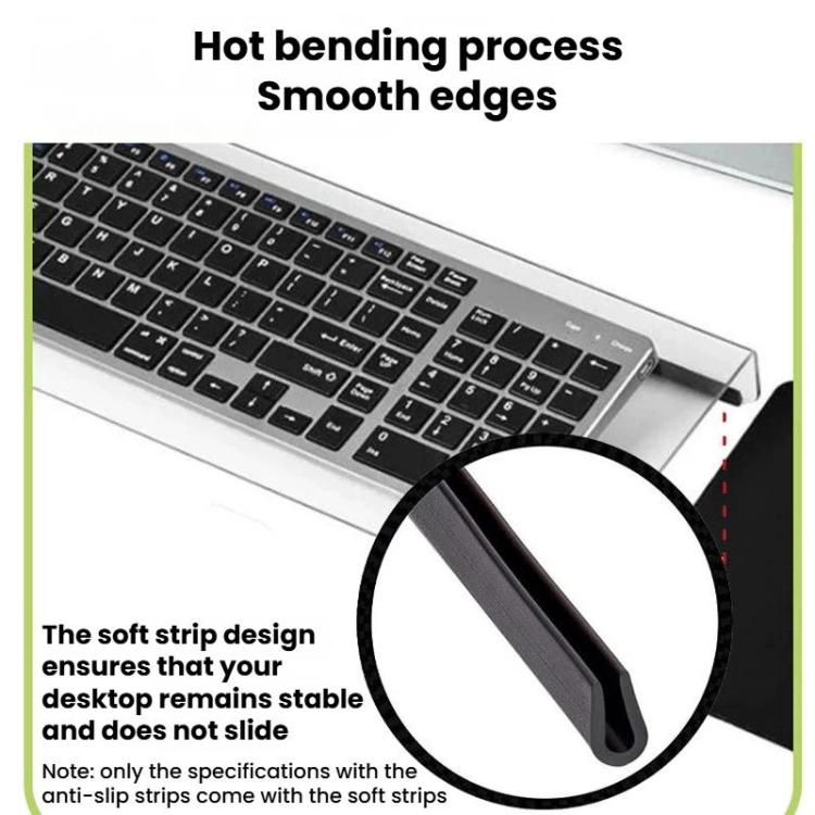 Acrylic keyboard stand with anti-slip strip, angled typing support bracket