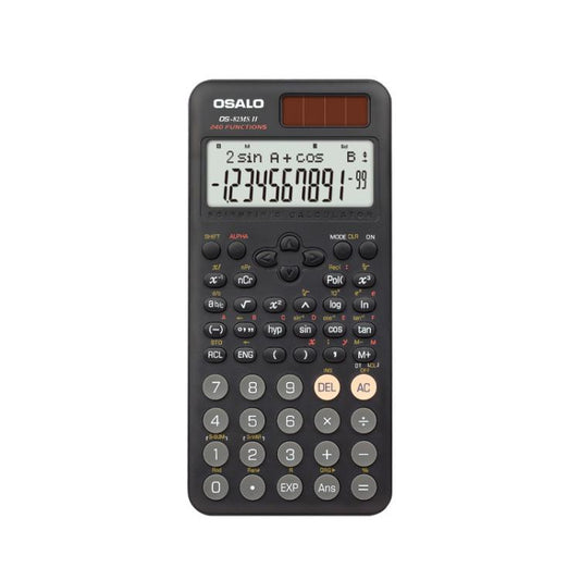 OSALO OS-82ES PLUS II 240-Function Scientific Calculator Solar Powered with 10+2 Digit Display, OS-82ES PLUS II