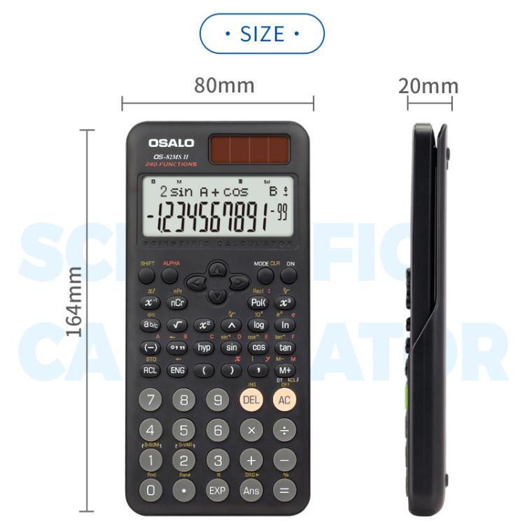OSALO OS-82ES PLUS II 240-Function Scientific Calculator Solar Powered with 10+2 Digit Display, OS-82ES PLUS II