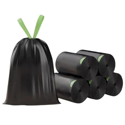 50pcs / roll Household Thickened Portable Garbage Bags Kitchen Disposable Drawstring Trash Bags, Tulip, Lavender, Black, White, Green