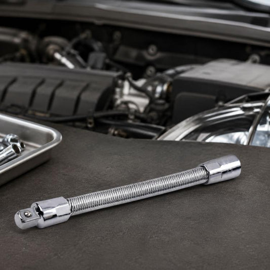 1/4-inch drive flexible extension bar with spring-steel shaft and socket ends