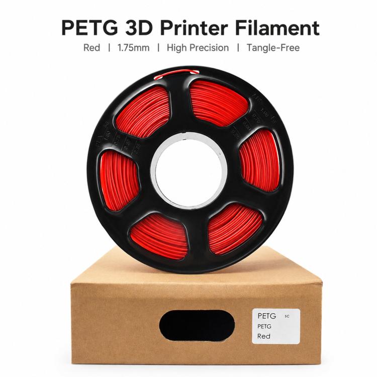 Red PETG 3D printer filament spool, 1.75mm diameter