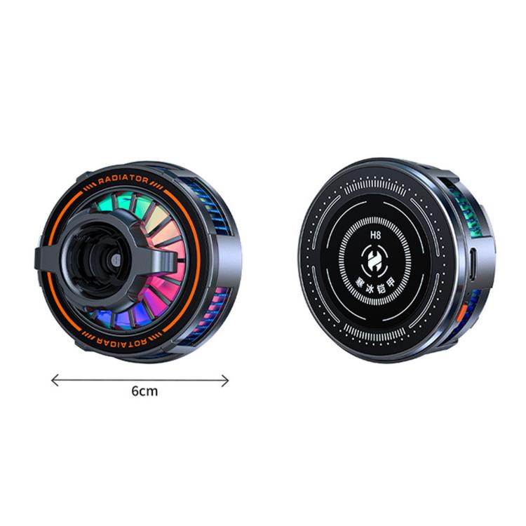 Magnetic phone cooling fan, top and front views with 6 cm diameter measurement