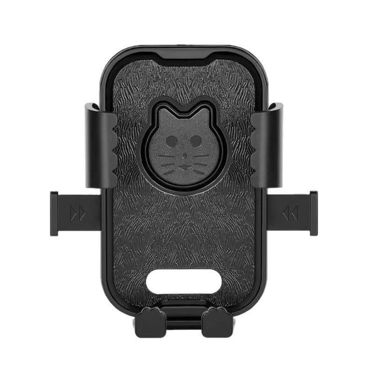 Black cat-themed universal phone mount with front cutout and side support arms