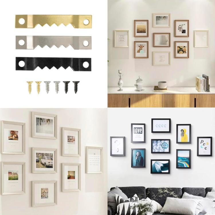 Sawtooth picture frame hanging hooks with screws, multi-color set for wall frames