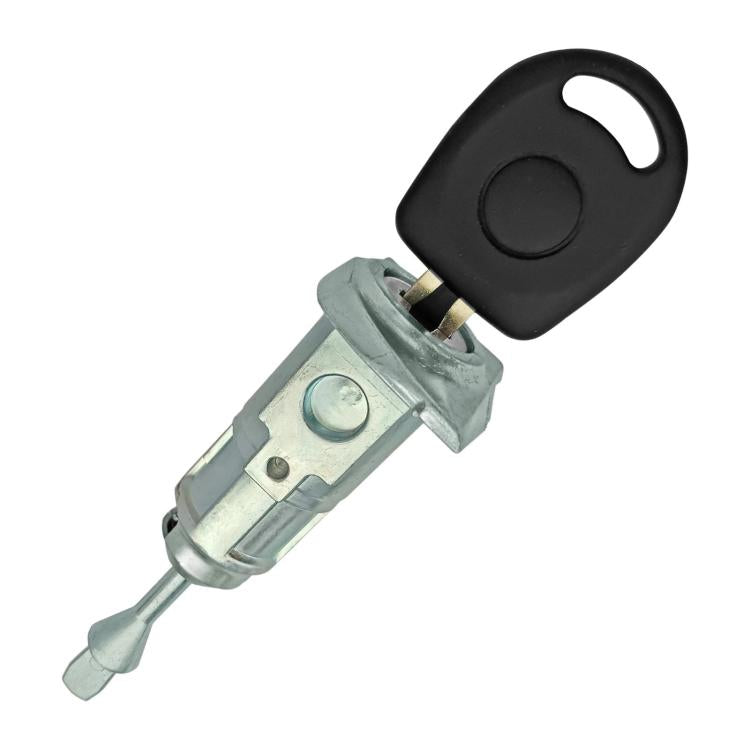 Car door lock cylinder with black key and metal latch mechanism