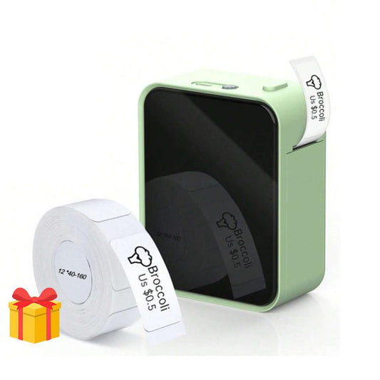 P15 Mini Bluetooth Label Maker Portable Thermal Sticker Printer Machine, Matcha Green With 1 Roll Label Paper, Milk Tea White With 1 Roll Label Paper, White With 1 Roll Label Paper, Matcha Green+Cover With 1 Roll Label Paper