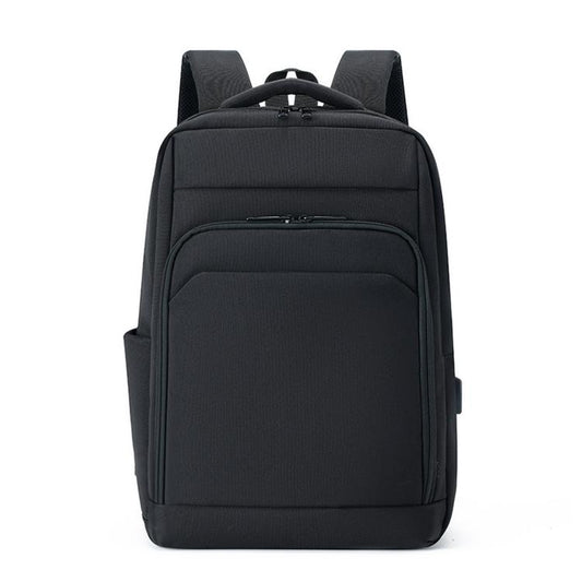 REMOID slim business laptop backpack, black front with zip pockets and top handle.