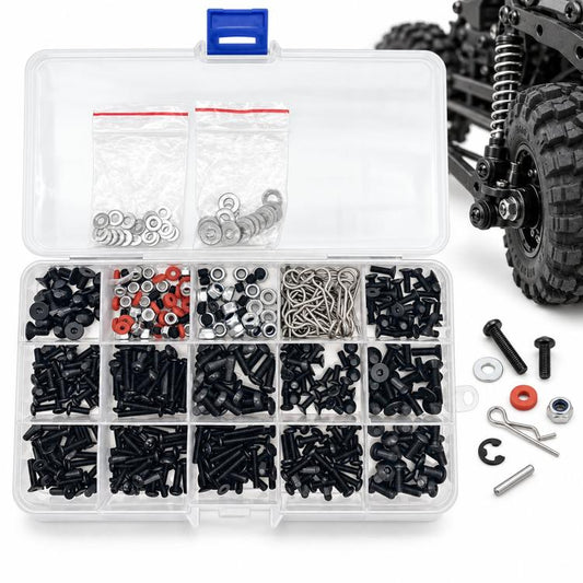 520 PCS/Box RC Car Screw Kit M3 M4 Hex Screws Lock Nuts Body Clips Set For 1/10 1/8 Scale RC Crawlers