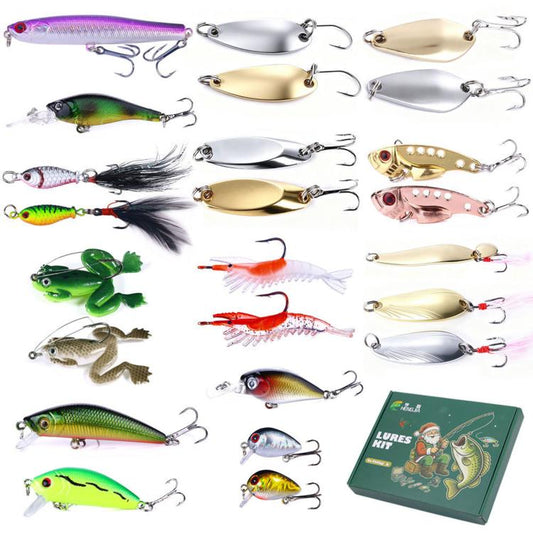24 PCS/Box HENGJIA BOX109 Fishing Lures Set Multi-Type Hard Soft Baits Tackle Kit With Box