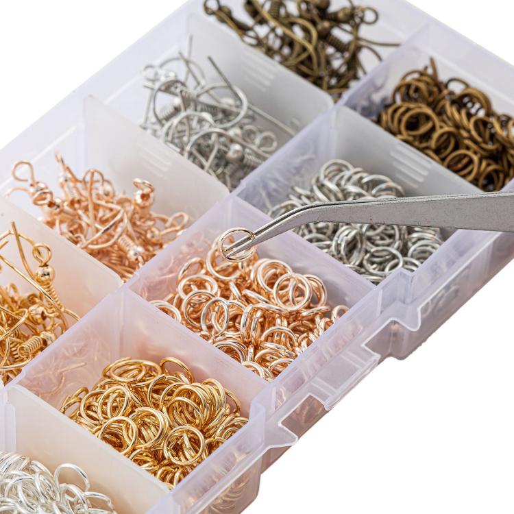 1125 PCS/Box Earring Making Kit Earring Hooks & Jump Rings Set DIY Jewelry Findings, Without Tool, With Tool
