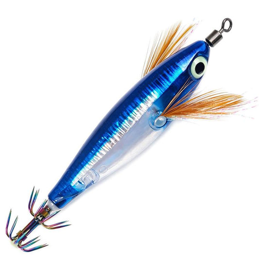HENGJIA SJ067 Glow Squid Jigs Lures Laser Horizontal Shrimp Wood Shrimp Hooks, 8cm 5.5g