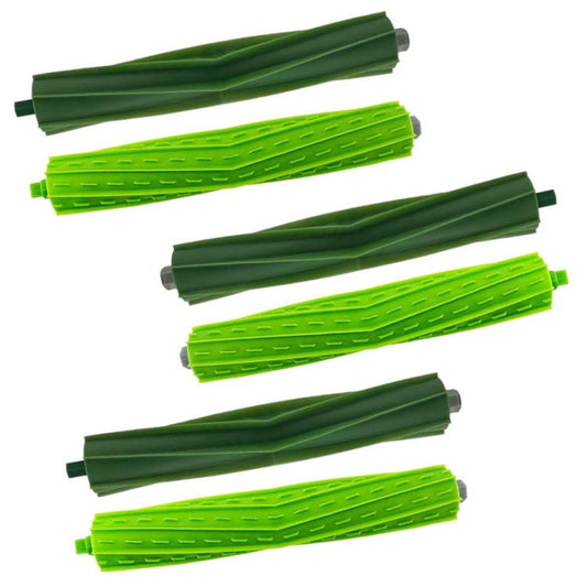 Robot vacuum replacement main brushes with green bristle rollers in dark and light shades