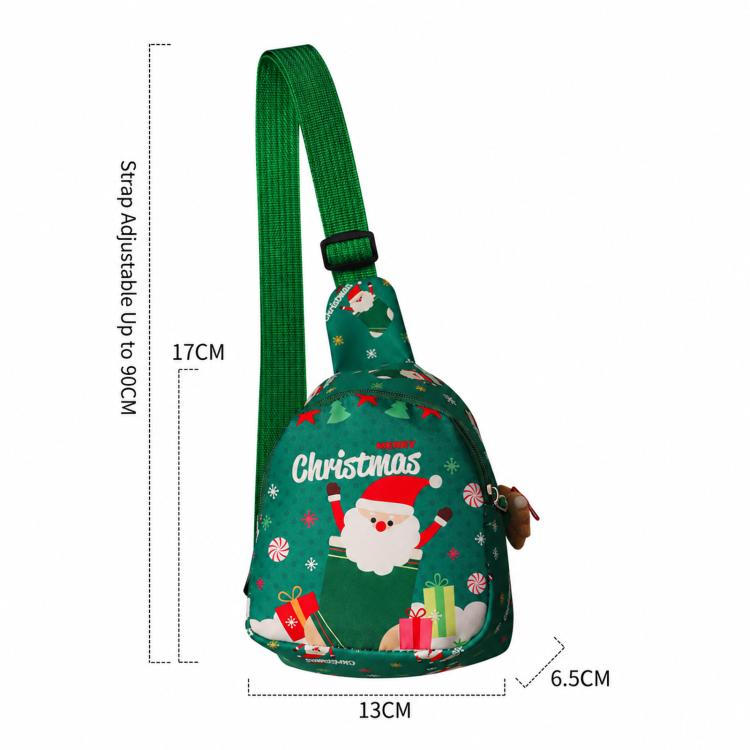Kids Christmas Sling Bag Mini Crossbody Chest Pack with Adjustable Strap Plush Charm