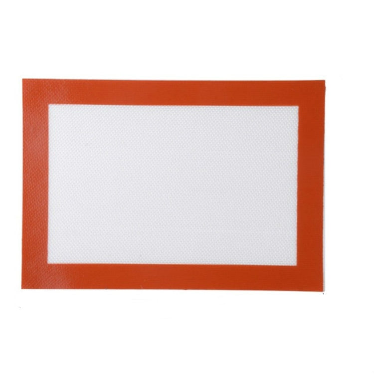 Red-edged silicone baking mat with white rectangular surface sheet