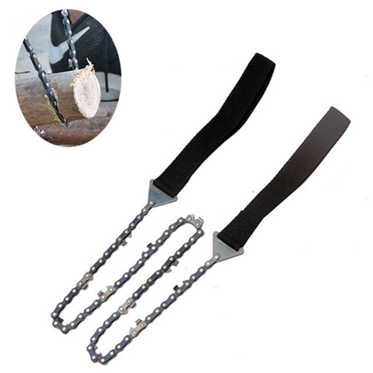 Black 11-teeth wire chain saw with two hand grips and linked cutting chain