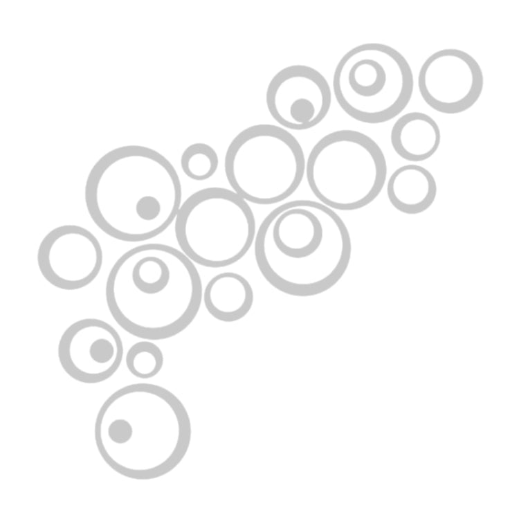 3D circle mirror wall sticker layout of white translucent rings on a blank surface