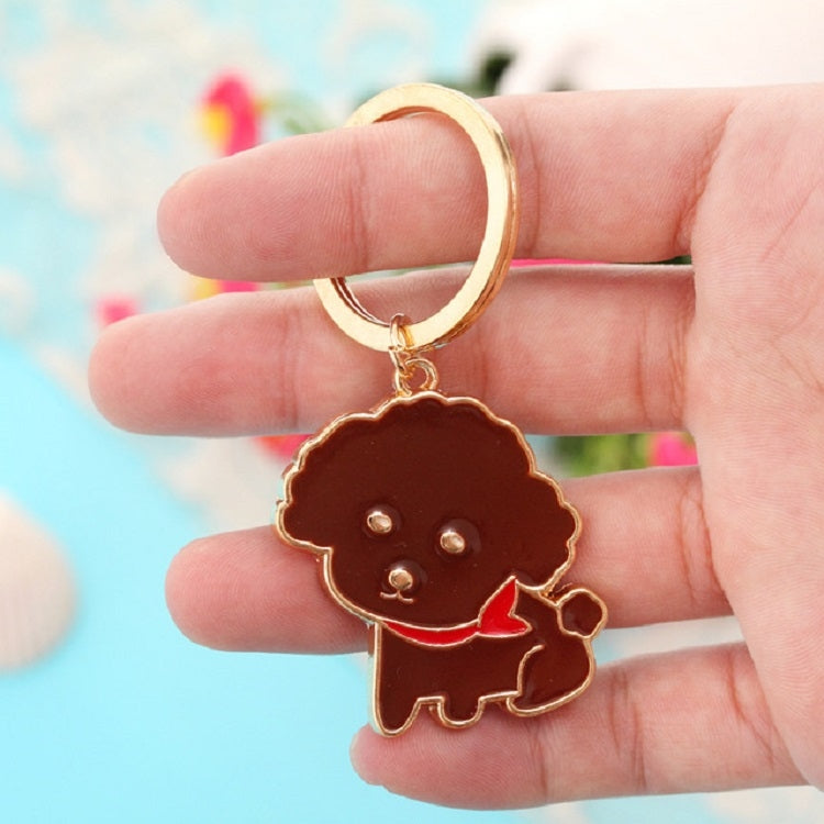 Cartoon teddy bear head keychain charm with gold metal ring