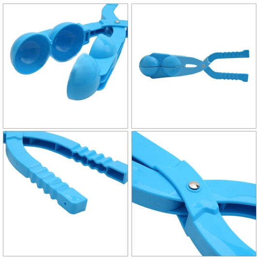 Blue dual sand mold snowball maker with two end cups and ridged grip