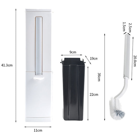 Bathroom Toilet Toilet Brush Integrated Pressing Open Lid Square Trash Can Set with Brush