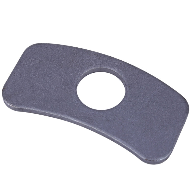 Dark metal brake caliper piston press plate with central hole