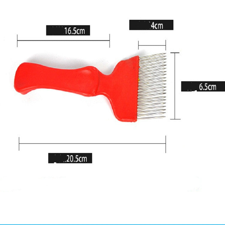 Honey cutting comb tool (red); 20.5cm long, 4cm head, 6.5cm width