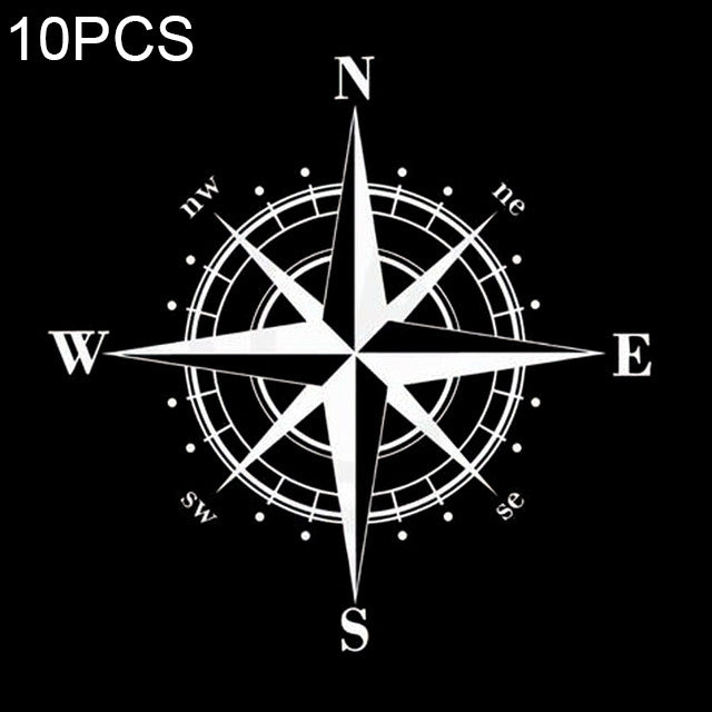 Black and white compass rose vinyl decal sticker set