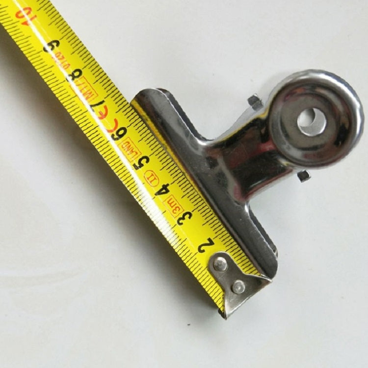 Stainless steel wall memo clip with tape-measure scale, circular eyelet base