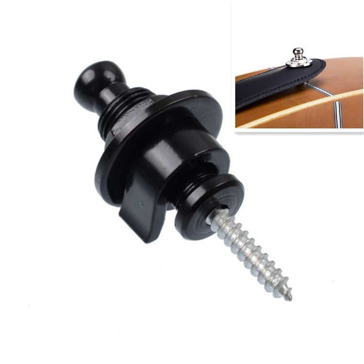 Black metal guitar strap buckle lock with anti-off screw and washer