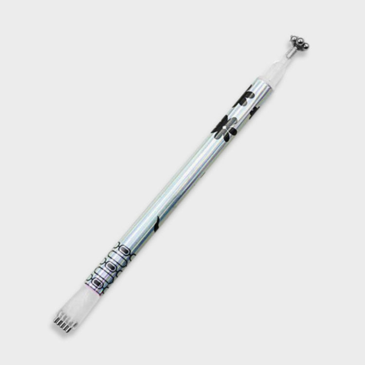 Silver-toned magnetic cat-eye gel pen with black graphic barrel and metal tip head