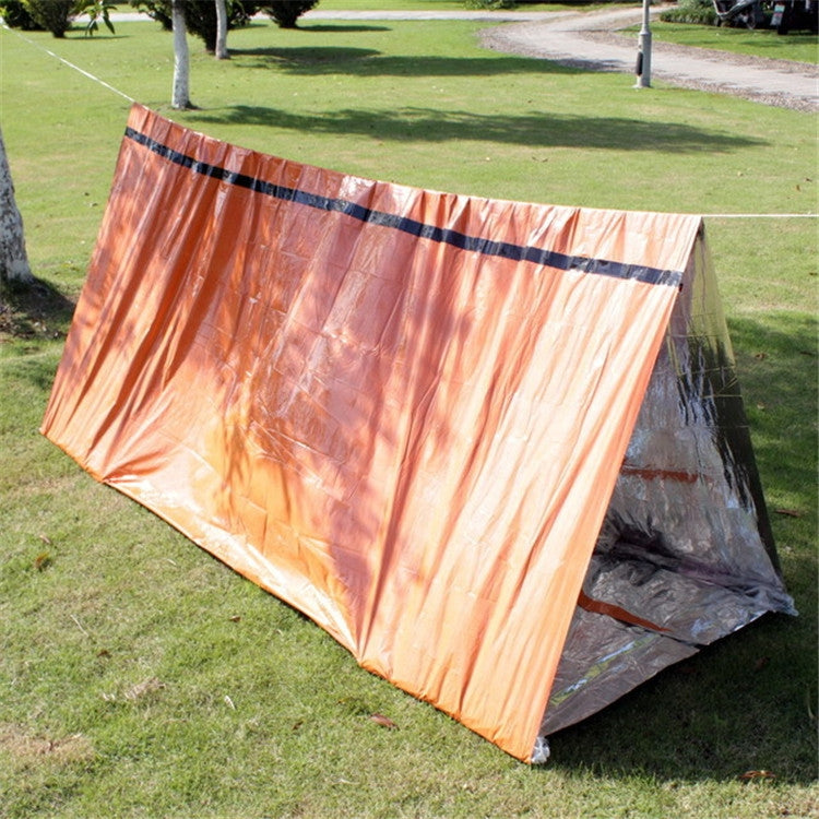 Emergency Simple Tent Outdoor Rescue Blanket First Aid Sunscreen Insulation Blanket, Silver, Orange