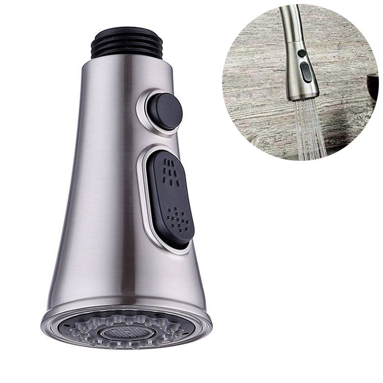 Kitchen Horn Button Switch Pausable Faucet Sprinkler Water Saving Nozzle Sprayer Filter, Plating CP, Drawing BN