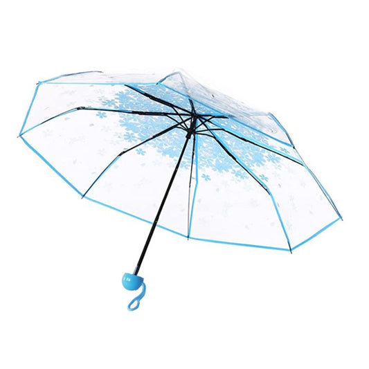 Cherry Blossom Transparent Triple-fold Umbrella Individual Folding Umbrella