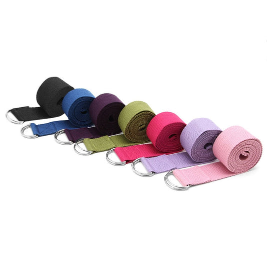 Yoga stretch belt straps with metal rings, assorted colors