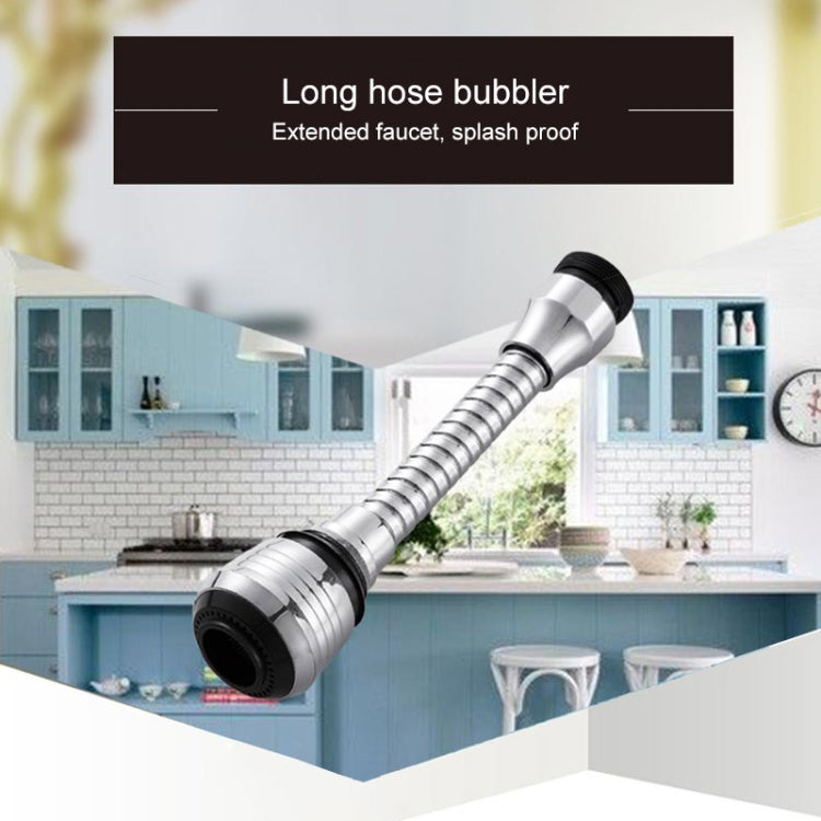 Chrome extended faucet water bubbler nozzle with coiled hose for aerated flow