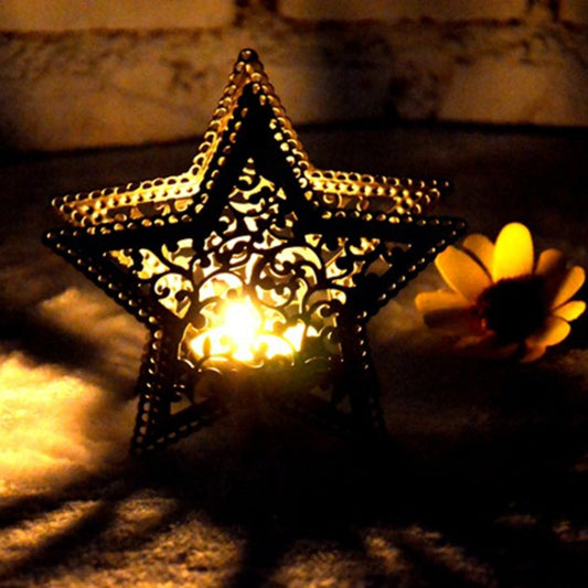 Christmas Decor Moroccan Candlestick Candles Five-pointed Star Colorful Candlestick, Five-pointed Star