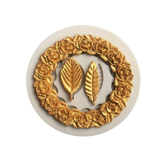 2 PCS Rose Garland Rose Leaf Silicone Fondant Mold Cake Edging Decoration Tool Baking Glue Mold
